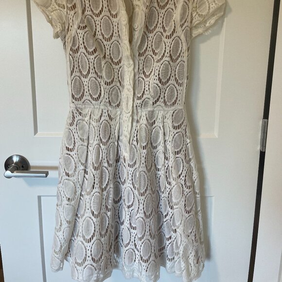 Cream lace button up mini dress - Picture 3 of 5